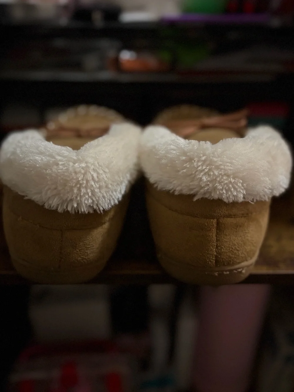 Merrimac Kids Tan Fuzzy Moccasin Slippers (13-1)